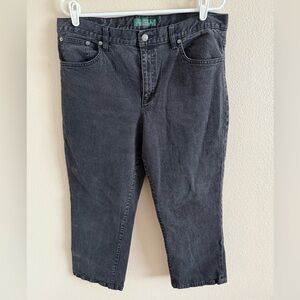 Lauren Ralph Lauren Women’s Black Denim‎ Wide Leg Capri Jeans size 16